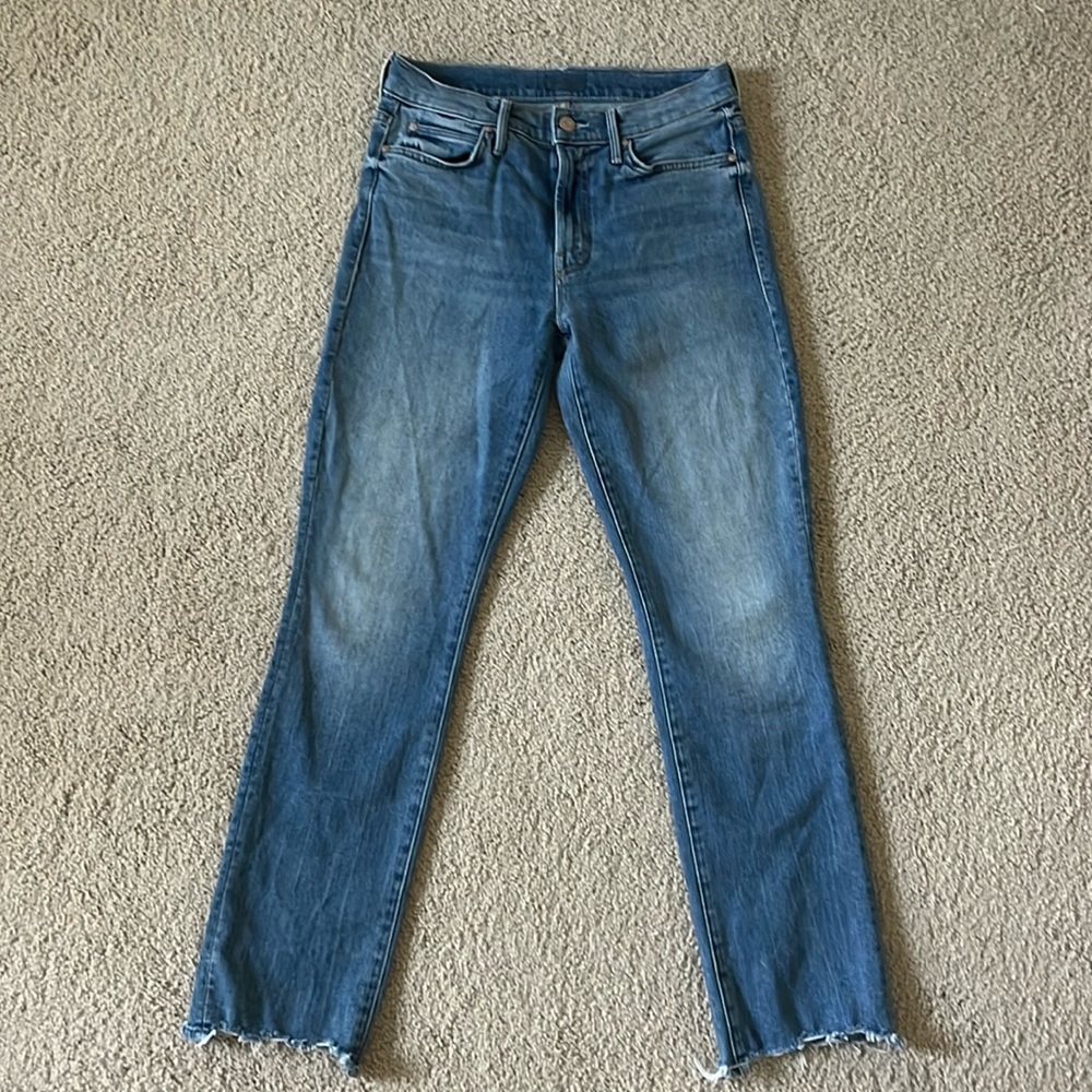 Mother Rascal Ankle Jeans with Frayed Hem